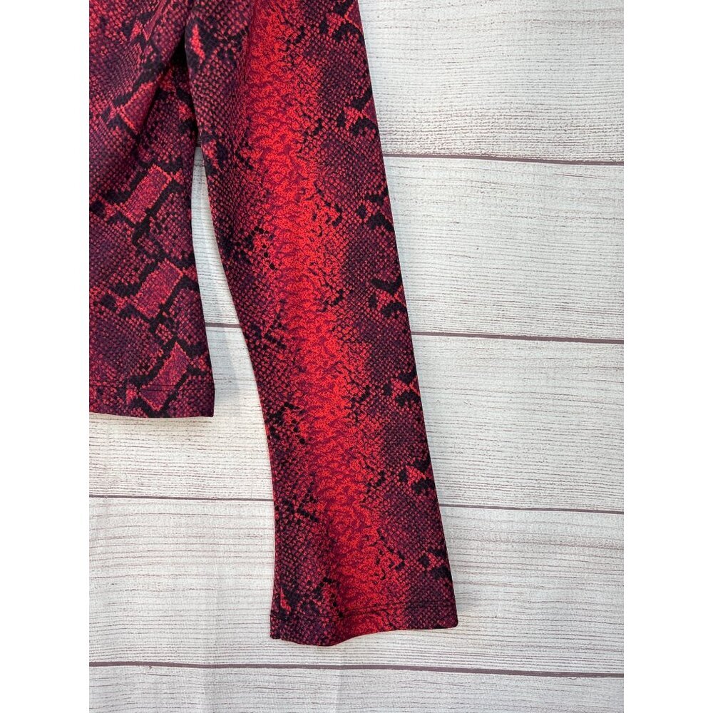 Cache Vintage Red Snakeskin Print Longsleeve Top Size 4 - Picture 4 of 7
